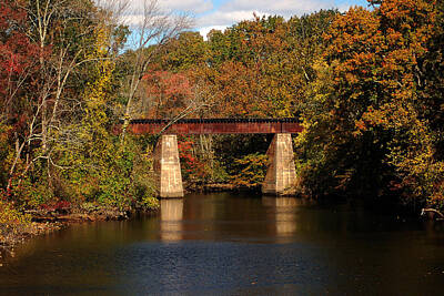 Grand Prix Circuits - Tuckahoe River Railroad Bridge in Fall by Bill Swartwout