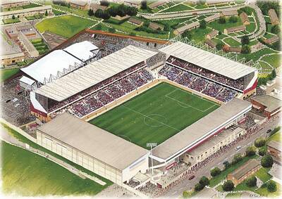 Football Painting Royalty Free Images - Turf Moor - Burnley Royalty-Free Image by Kevin Fletcher
