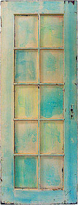 Grimm Fairy Tales Royalty Free Images - Turquoise and Pale Yellow Panel Door Royalty-Free Image by Asha Carolyn Young