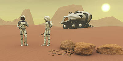Science Fiction Photos - Two Intrepid Explorers Discuss The Next by Corey Ford
