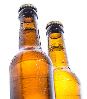 Beer Royalty Free Images - Two wet bottles of Beer on white Royalty-Free Image by Handmade Pictures