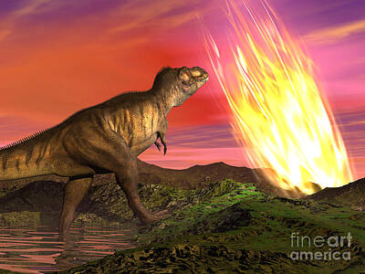 Abstract Works - Tyrannosaurus Rex Observes A Meteorite by Elena Duvernay