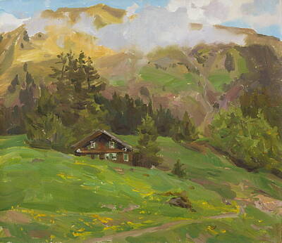 Mountain Paintings - Tyrolean motive by Victoria Kharchenko