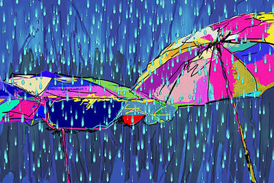 Tea Time - Umbrellas in the Rain by Randall Nyhof