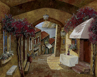 Best Sellers - Wine Paintings - Un Bicchiere Sotto Il Lampione by Guido Borelli