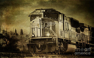 Vintage Performace Cars Royalty Free Images - Freight Train Locomotive Royalty-Free Image by Dianne Phelps