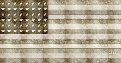 Recently Sold - Abstract Drawings - Us Flag Sketch by Celestial Images