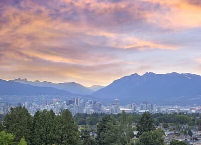 Sunflowers Rights Managed Images - Vancouver BC City at Sunset Royalty-Free Image by Jit Lim