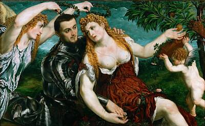 Cities Paintings - Venus Mars and Cupid Crowned by  Victory by Paris Bonnard