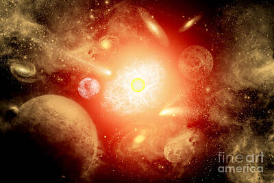 Surrealism Royalty-Free and Rights-Managed Images - View Of A Distant Part Of The Galaxy by Mark Stevenson