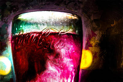 Surrealism Painting Royalty Free Images - Vintage Coca Cola Glass With Ice Royalty-Free Image by Bob Orsillo