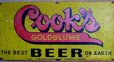 Beer Photos - Vintage Cooks Goldblume Beer Sign by Mary Deal