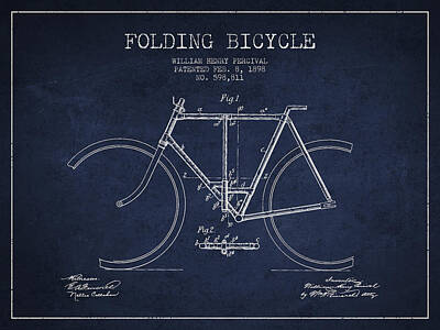 Transportation Digital Art - Vintage Folding Bicycle patent from 1898 by Aged Pixel