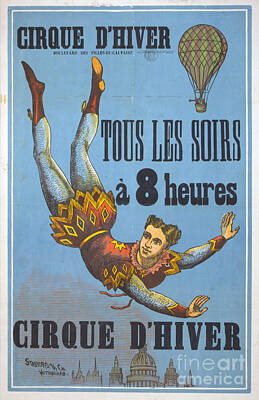 Paris Skyline Royalty Free Images - Vintage French Circus Poster Royalty-Free Image by Edward Fielding