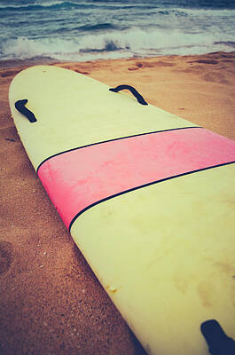 Renoir - Vintage Surf Board In Hawaii by Mr Doomits