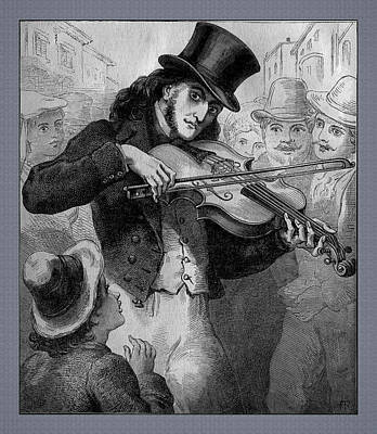 Musician Photos - Violinist and Composer Paganini as a Street Musician by Phil Cardamone