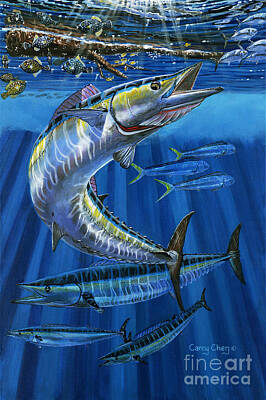 Animals Paintings - Wahoo Rip Off0047 by Carey Chen