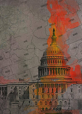 City Scenes Paintings - Washington City Collage by Corporate Art Task Force