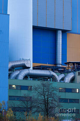 Christmas Cards - Waste-to-energy plant pipes Oberhausen Germany by Stephan Pietzko
