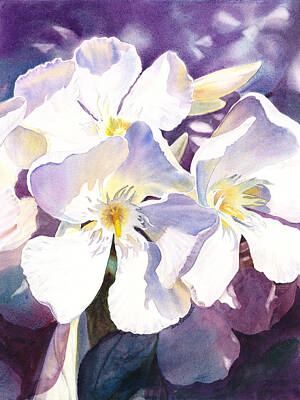 Florals Paintings - White Oleander by Irina Sztukowski