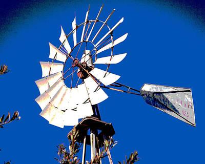Olympic Sports - Windmill in A Blue Sky Abstract Fine Art Photography Print by Jerry Cowart
