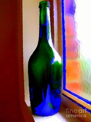 Wine Digital Art Royalty Free Images - Wine Bottle Royalty-Free Image by Chris Butler