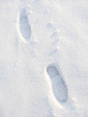 Negative Space - Winter White Bootprints by Ann Horn