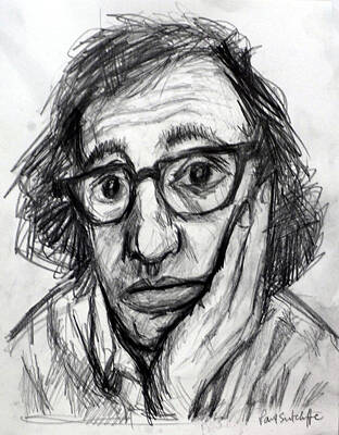 Jazz Drawings Royalty Free Images - Woody Allen Royalty-Free Image by Paul Sutcliffe