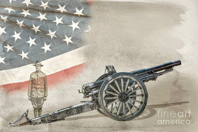 Wine Down Rights Managed Images - World War I Soldier and Cannon Royalty-Free Image by Randy Steele