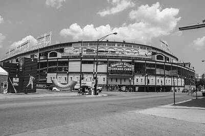 Baseball Royalty Free Images - Wrigley Black and White outside  Royalty-Free Image by John McGraw