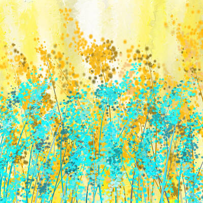 Royalty-Free and Rights-Managed Images - Yellow And Turquoise Garden by Lourry Legarde