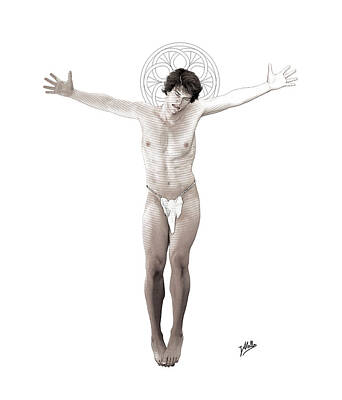 Nudes Digital Art - Young crucified by Quim Abella