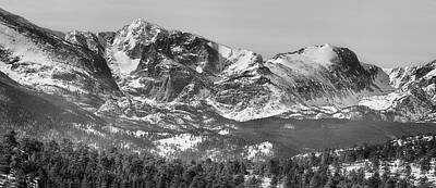 James Bo Insogna Royalty-Free and Rights-Managed Images - Ypsilon Mountain and Fairchild Mountain Panorama RMNP BW by James BO Insogna