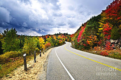 Mountain Royalty-Free and Rights-Managed Images - Fall highway 2 by Elena Elisseeva