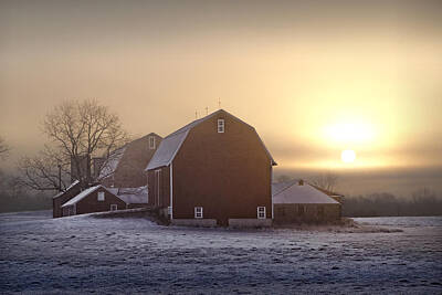 Randall Nyhof Royalty-Free and Rights-Managed Images - Farm Winter Sunrise by Randall Nyhof