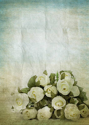 Abstract Flowers Photos - Floral Pattern On Old Paper by Setsiri Silapasuwanchai