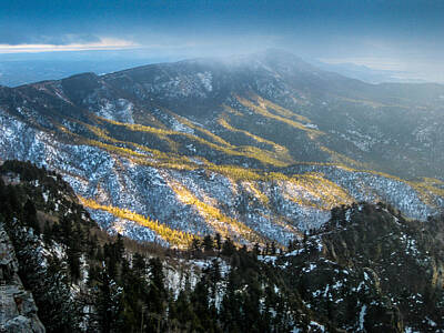 Maps Rights Managed Images - Liquid Gold Sunset on Sandia Mountain Royalty-Free Image by Debbie Karnes