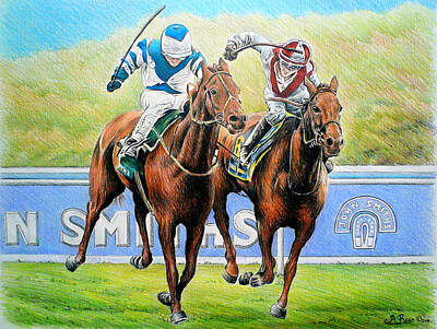Sports Painting Royalty Free Images - Nearing the finish Royalty-Free Image by Andrew Read