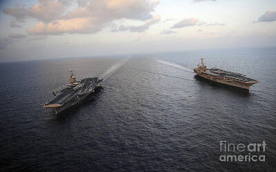 Politicians Photo Royalty Free Images - Nimitz-class Aircraft Carriers Transit Royalty-Free Image by Stocktrek Images