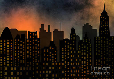 Best Sellers - Abstract Skyline Digital Art Rights Managed Images - Skyscrapers Royalty-Free Image by Michal Boubin