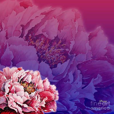 Florals Mixed Media - Peony by Zaira Dzhaubaeva