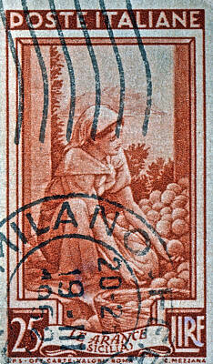 Swirling Patterns - 25 Lire Italian Stamp - Milano Cancelled by Bill Owen