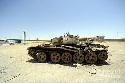 Featured Tapestry Designs - A T-55 Tank Destroyed By Nato Forces by Andrew Chittock