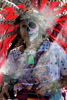 Flags On Faces Semmick Photo - Dia de los Muertos - Day of the Dead 10 15 11 by Robert Ullmann