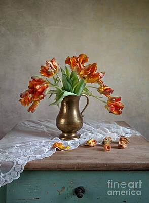 Florals Photos - Still Life with Tulips by Nailia Schwarz