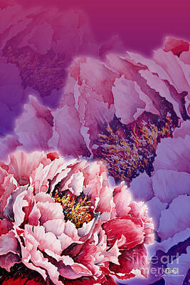 Florals Mixed Media - Peony by Zaira Dzhaubaeva