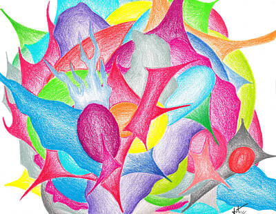 Abstract Flowers Drawings - Abstract flower by Jera Sky