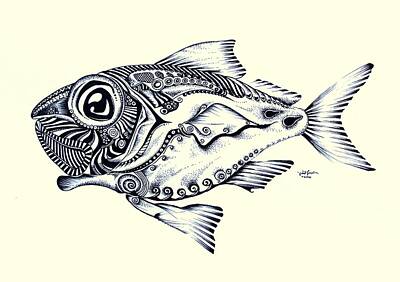 World War 2 Propaganda Posters - Abstract RedFish in Ink by J Vincent Scarpace