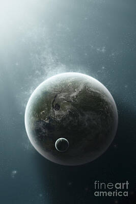 Science Fiction Digital Art - An Earth-like Planet Illuminated by Tomasz Dabrowski