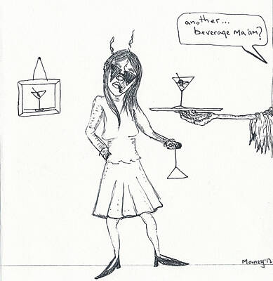 Recently Sold - Martini Drawings - Another Beverage? by Mike Mooney